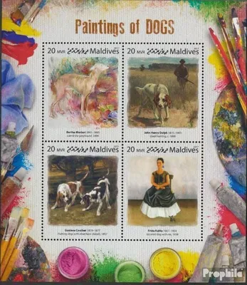 Produktbild von Briefmarken Malediven 2017 Mi 7113-7116 Kleinbogen (kompl. Ausg.) postfrisch Gemälde von Hunden