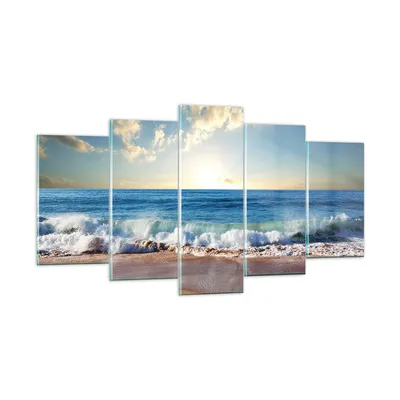 Produktbild von Bilder auf glas - Meer Ufer Wasser - 160x85cm - Glasbilder - Wandbilder - Kunstdruck - zum Aufhängen bereit - Wanddekoration aus Glas - Glas Bilder - Wandbild auf Glas - 5 Teile - GEA160x85-3551