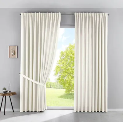 Produktbild von 2er Set Vorhänge Blickdicht »PALERMO« HxB 250x300 cm Creme Gardinen Extra Breit Matt Lichtdurchlässig Verdeckte Schlaufen Raffhalter Gardinenband, 100002651-2