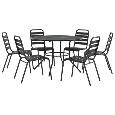 Produktbild von vidaXL Gartenstuhl-Set 7-tlg. Stapelbar Pulverbeschichteter Stahl