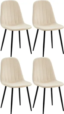 Produktbild von 4er Set Esszimmerstuhl Baxter Samt creme