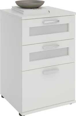 Produktbild von Nachttisch für Boxspringbetten Nachtschrank Nachtkommode MARIKE in weiß, mit 3 Schubladen
