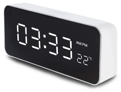 Digitalwecker mit Alarm, Thermometer, weiß, USB, 155 x 60 x 33 mm