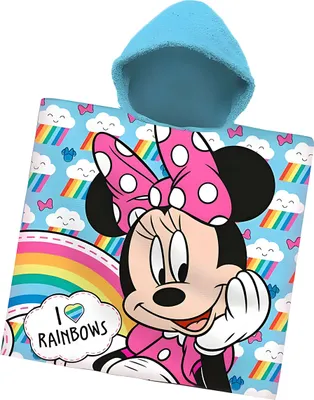 Obrázek produktu pro Dětské pončo Disney 60x120 cm - Minnie mouse/Duhové obláčky