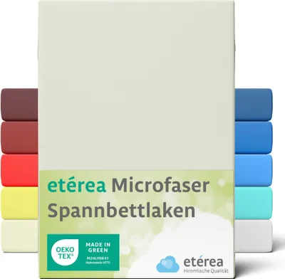 Produktbild von etérea Jersey Spannbettlaken 60x120 - 70x140 cm Natur für 5 - 15 cm Steghöhe 100% Microfaser -  Bettbezug Matratzen Bezug - Bettlaken 60x120cm - 70x140cm Creme