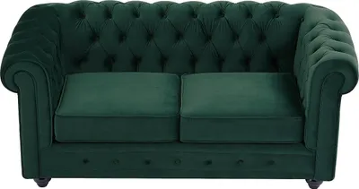 Produktbild von 2-Sitzer-Sofa aus grünem Velours - CHESTERFIELD