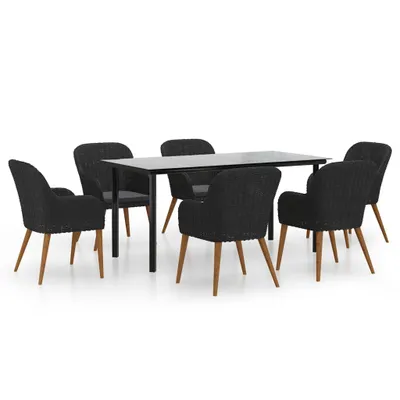 Produktbild von vidaXL 7-tlg. Garten-Essgruppe mit Kissen Schwarz