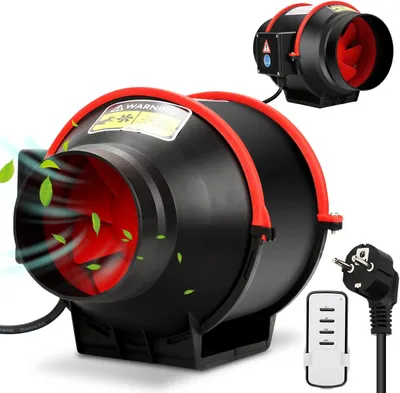 Produktbild von Rohrventilator, 40W 100mm Rohrventilator mit Fernbedienung, 310m³/h, Abluftventilator, Kanalventilator für Badezimmer, WC