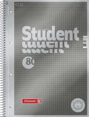 Immagine prodotto di BRUNNEN 1067145 Collegeblock Premium Student "Protocollo" Righello protocollo A4, a scacchiera con bordo e intestazione Pagina di copertina: antracite-metallizzato