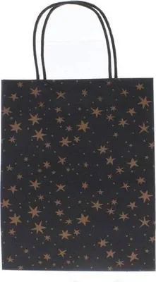 Produktbild von Geschenktasche Sterne - schwarz/gold - ca. 20  x 11 x 25 cm
