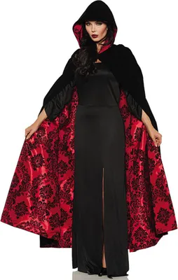 Produktbild von Schwarz-roter Deluxe Vampir Satin Samt Umhang für Halloween