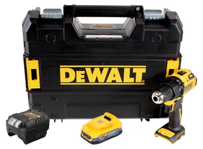 Obrázok produktu pre Akumulátorový vŕtací skrutkovač DeWalt DCD 708 E1T 18 V 65 Nm bez kefiek + 1x akumulátor Powerstack 1,7 Ah + nabíjačka + TSTAK