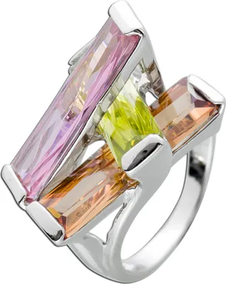 Produktbild von Zirkoniaring Silber 925 pink grün orange Zirkonia Steine 18