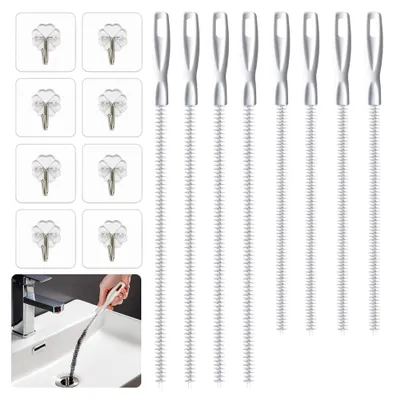 Produktbild von Set mit 8 Reinigungsbürsten für Abwasserkanäle, 60 cm und 45 cm, inklusive 8 Haken