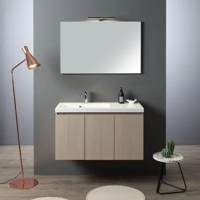 Immagine prodotto di Mobile bagno sospeso 3 ante 90cm vasca sx con specchio 90x60 | Malaga