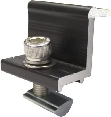Produktbild von Endklemme 35 mm Aluminium schwarz eloxiert M8 Zylinderkopfschraube & Nutenstein