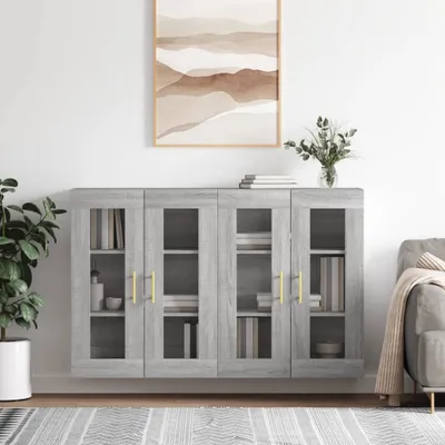 Produktbild von vidaXL Wandschränke 2 Stk. Grau Sonoma Holzwerkstoff