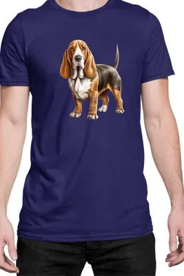 Immagine prodotto di Maglietta da uomo Dogs Breeds Basset Hound Dog Breed 005, Man M , Bleu foncé