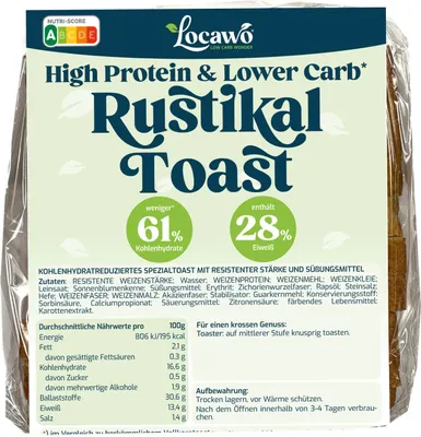 Produktbild von Locawo High Protein Low Carb Rustikal Toast | Sandwich | Toastbrot 400g