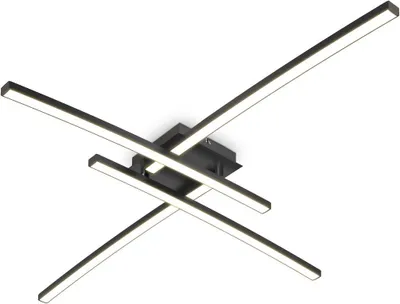 A modern black ceiling light with multiple LED strips.