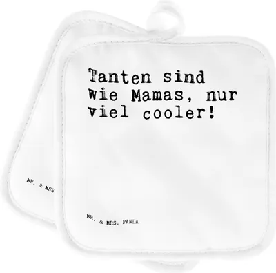 Produktbild von Mr. & Mrs. Panda Topflappen Tanten sind wie Mamas,... - Weiß - Geschenk, topfhalter, Sprüche, Topflappenset, Kochlappen, Mutti, Mütter, Mutter, Mama, werden, Set