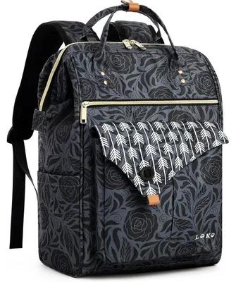 Productafbeelding van Rugzak voor dames, laptoprugzak, dagrugzak, 15.6 inch, met rozenprint