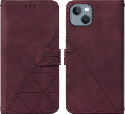 Produktbild von iPhone 14 Plus Hülle, Schlank Prägung Flip Leder Kartenfächer Schutzhülle mit Ständer für iPhone 14 Plus Rot