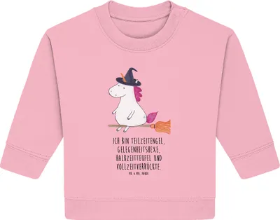 Produktbild von Mr. & Mrs. Panda Organic Baby Pullover Einhorn Hexe 12. - 18. Monat - Baumwolle Pink - Geschenk, Einhörner, Engel, Frau, Bullover, Unicorn, Teufel