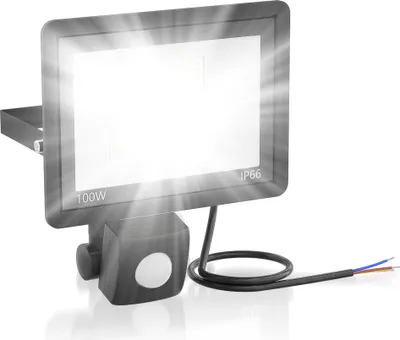 Obrázok produktu pre UISEBRT Sada 3 LED reflektorov s pohybovým senzorom, 100W – vonkajšie osvetlenie, bezpečnostné osvetlenie, studená biela farba, bez zástrčky, vhodné do záhrady, na dvor, do garáže a na terasu