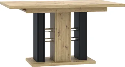 Produktbild von MEBLINI Esstisch Ausziehbar - Esszimmertisch Modern - Küchentisch - Ausziehtisch - Säulentisch - Ausziehbarer Tisch - Dining Table - Esszimmertische - 140-180x90x75cm - WILD - Artisan Eiche/Schwarz