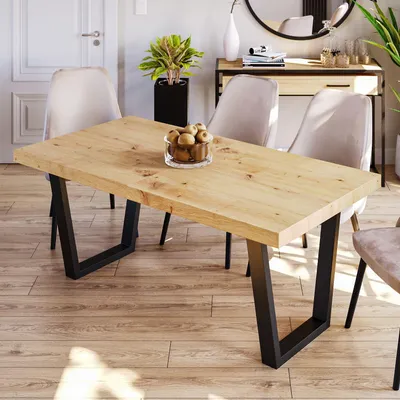 Produktbild von Furneo | Ausziehbarer Esstisch - 140/240 cm - Eiche Artisan - Metallbeine - Stilvoll und Robust - für Küche und Esszimmer