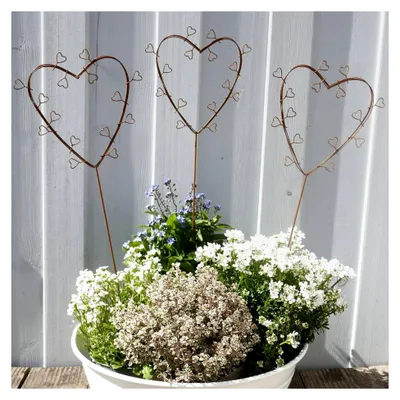 Produktbild von Gartenstecker Herz-Dekoration 3er Set in Rostoptik, 38 cm hoch für Hochzeit und Garten