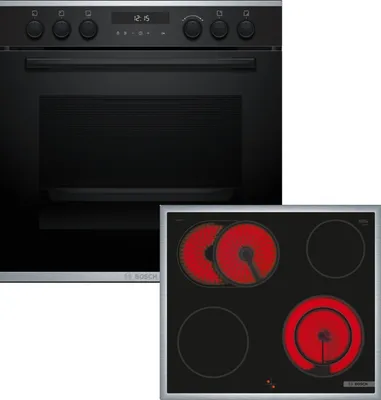 Produktbild von Bosch HEG278BB3 + NKN64RGA2E, Keramik, 4 Zone(n), Glaskeramik, Schwarz, Berührung, 58,3 cm