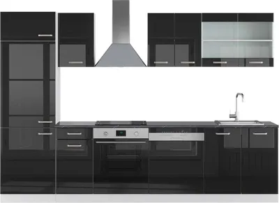 Produktbild von Küchenzeile Vicco R-Line Schwarz Hochglanz/Weiß 300 cm , AP Anthrazit, Model 42349