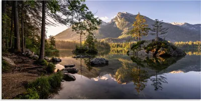 Produktbild von ARTland Wandbild Alu für Innen & Outdoor Sommermorgen Berchtesgadener Alpen Größe: 40x20 cm