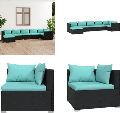 Produktbild von vidaXL 7 tlg. Garten Lounge Set mit Kissen Poly Rattan Schwarz - Garten-Lounge-Set - Garten-Lounge-Sets - Terrassen-Lounge-Set - Terrassen-Sofa-Set