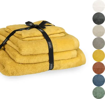 Zdjęcie produktu dla Zestaw ręczników SCHÖNER WOHNEN Collection SENSE Yellow Zestaw 5 (1x 140x70 cm / 2x 100x50 cm / 2x 50x30 cm)
