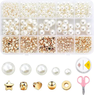 Image de Jeu de perles, 513 pièces, blanches, pour la fabrication de bracelets et de bijoux, matériel de loisirs créatifs