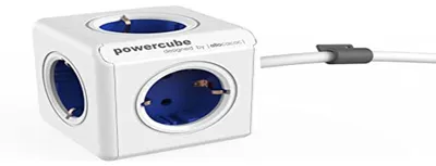 Productafbeelding van Allocacoc PowerCube Extended - Stekkerdoos - Verlengsnoer - 5 Stopcontacten - Blauw