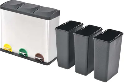 Produktbild von vidaXL Recycling Treteimer Edelstahl 54 L