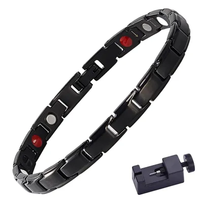 Immagine prodotto di Desire of Goods - Bracciale magnetico - Gioielli - Con accorciatore - Donna/Uomo - Nero
