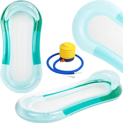 Zdjęcie produktu dla Materac do pływania z siatką i oparciem, zielony, 160 x 90 cm, obciążenie do 100 kg + pompka