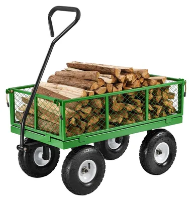 Obrázok produktu pre VEVOR vozík 300 kg, prepravný vozík, záhradný vozík, vozík na náradie, s pneumatikami, odnímateľnými bočnicami zo sieťoviny a 180° otočnou rukoväťou