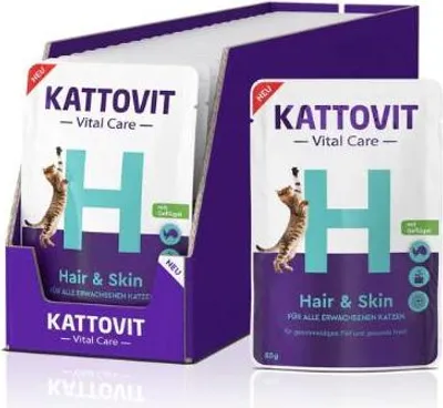 Produktbild von Kattovit Vital Care Hair & Skin Geflügel - Frischebeutel Nassfutter 24 x 85 g