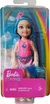 Image de Barbie Dreamtopia Chelsea Poupée aux cheveux bleus, au haut rose et au diadème, poupée de mode, Mattel GJJ94