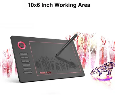 Obrázek produktu pro VEIKK Kreslicí tablet A15 Grafický tablet 10 x 6 palců Digitální kreslicí tablet s 8192 úrovněmi citlivosti, 5080 LPI, černé tlačítko