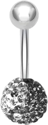 Produktbild von Bauchnabel Piercing Ying Yang Mit Kristall Elements 8mm Kugel Beschichtet- Weiss und Schwarz - 8.0 Millimeter