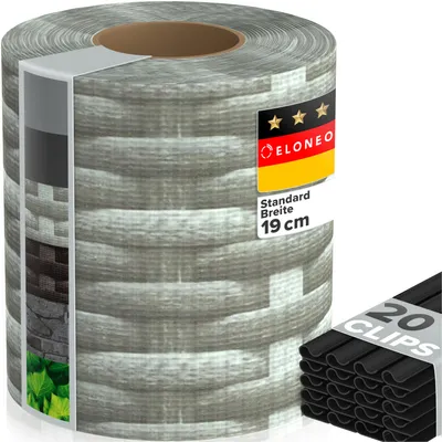 Produktbild von ELONEO PVC Sichtschutzstreifen für Doppelstabmattenzaun, 1 Rolle, 35m x 19cm, Rattan hell