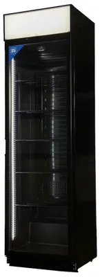 Produktbild von Gastro Getränkekühlschrank | Flaschenkühlschrank | Gewerbekühlschrank | 1 Glastür | Schwarz | 385 Liter | -2 bis +14 °C