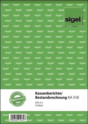 Image de SIGEL KA518 Rapports de caisse/compte de stock - A5, 50 feuilles